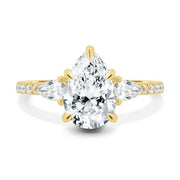 Pear trilogy pave ring side view